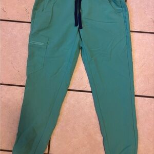 Figs Teal Joggers with purple Drawstring
